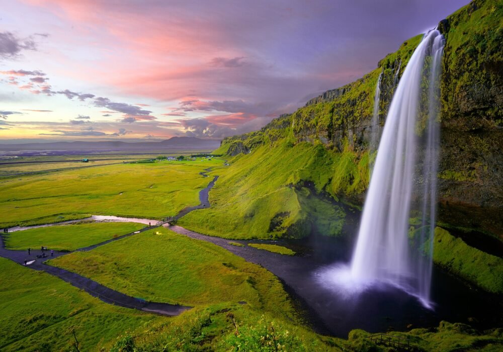 Iceland waterfall landscape